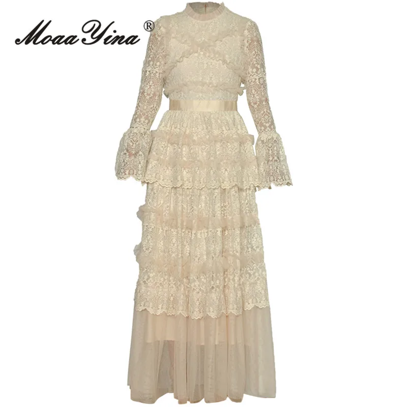 MoaaYina Summer Fashion Runway Beige Vintage Tiered Dress Women Stand Collar Embroidery High Waist Mesh Ruffles Slim Long Dress
MoaaYina Summer Fashion Runway Beige Vintage Tiered Dress Women Stand Collar Embroidery High Waist Mesh Ruffles Slim Long Dress