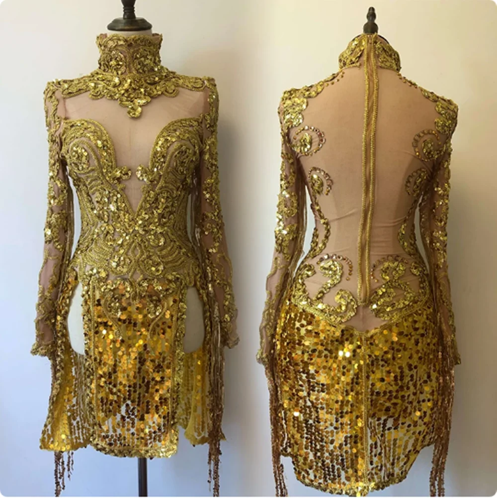 Sexy Gold Sequins Dress Drag Queen Costume Dj Singer Dancer Stage Wear Nightclub Gogo Dance Clothes Party Rave Outfit
Sexy Gold Sequins Dress Drag Queen Costume Dj Singer Dancer Stage Wear Nightclub Gogo Dance Clothes Party Rave Outfit