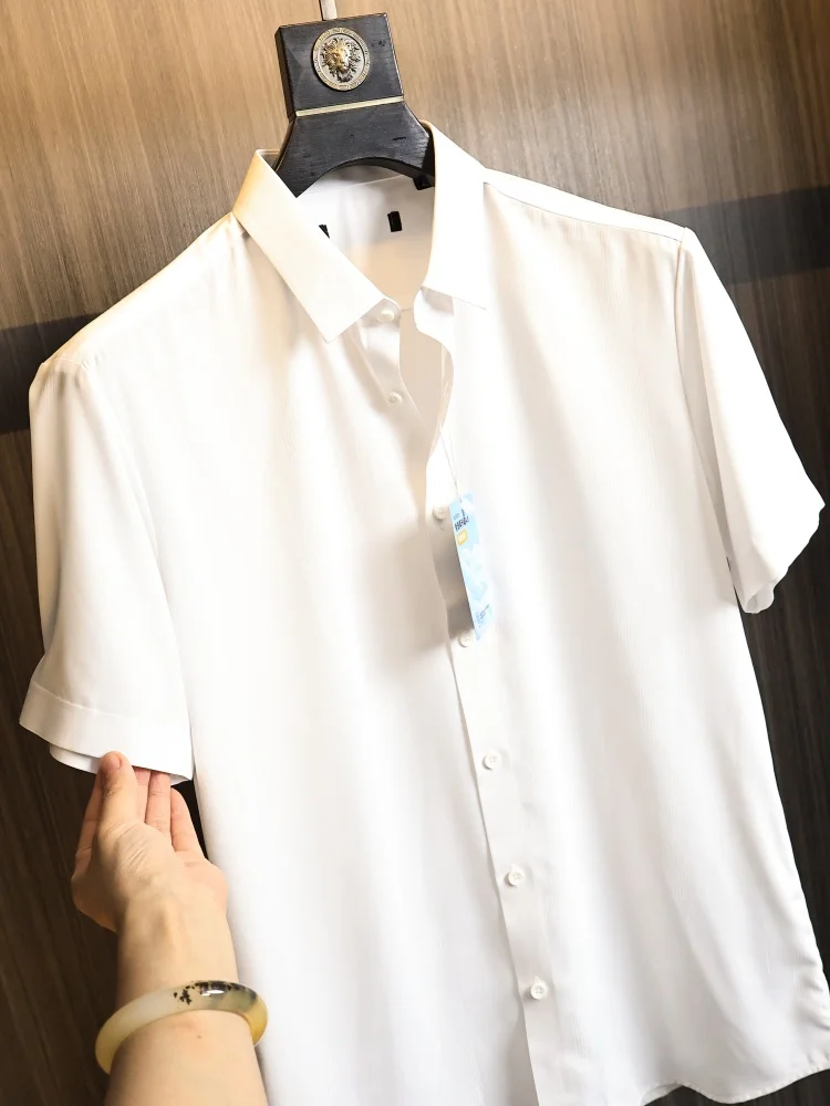 Anti-Wrinkle Cool Technology Men's Business Casual White Short Sleeve Shirt Breathable Stand Collar Fashionable Summer Shirt
Anti-Wrinkle Cool Technology Men's Business Casual White Short Sleeve Shirt Breathable Stand Collar Fashionable Summer Shirt