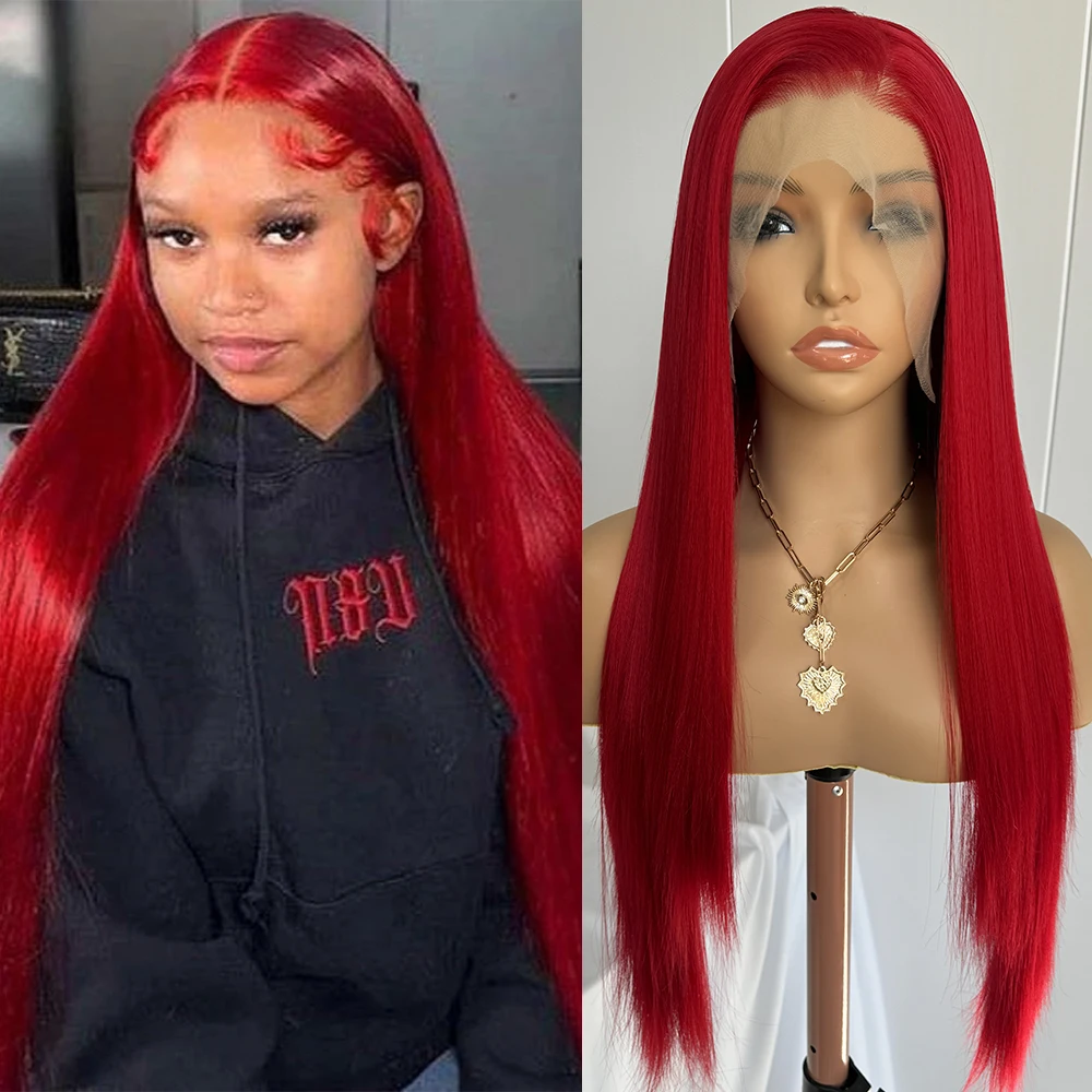 Red Wig Synthetic Lace Wig Long Silk Straight Wig Dark Red Wig Daily Wear Frontal Lace Wigs for Women Cosplay Red Straight Wig
Red Wig Synthetic Lace Wig Long Silk Straight Wig Dark Red Wig Daily Wear Frontal Lace Wigs for Women Cosplay Red Straight Wig