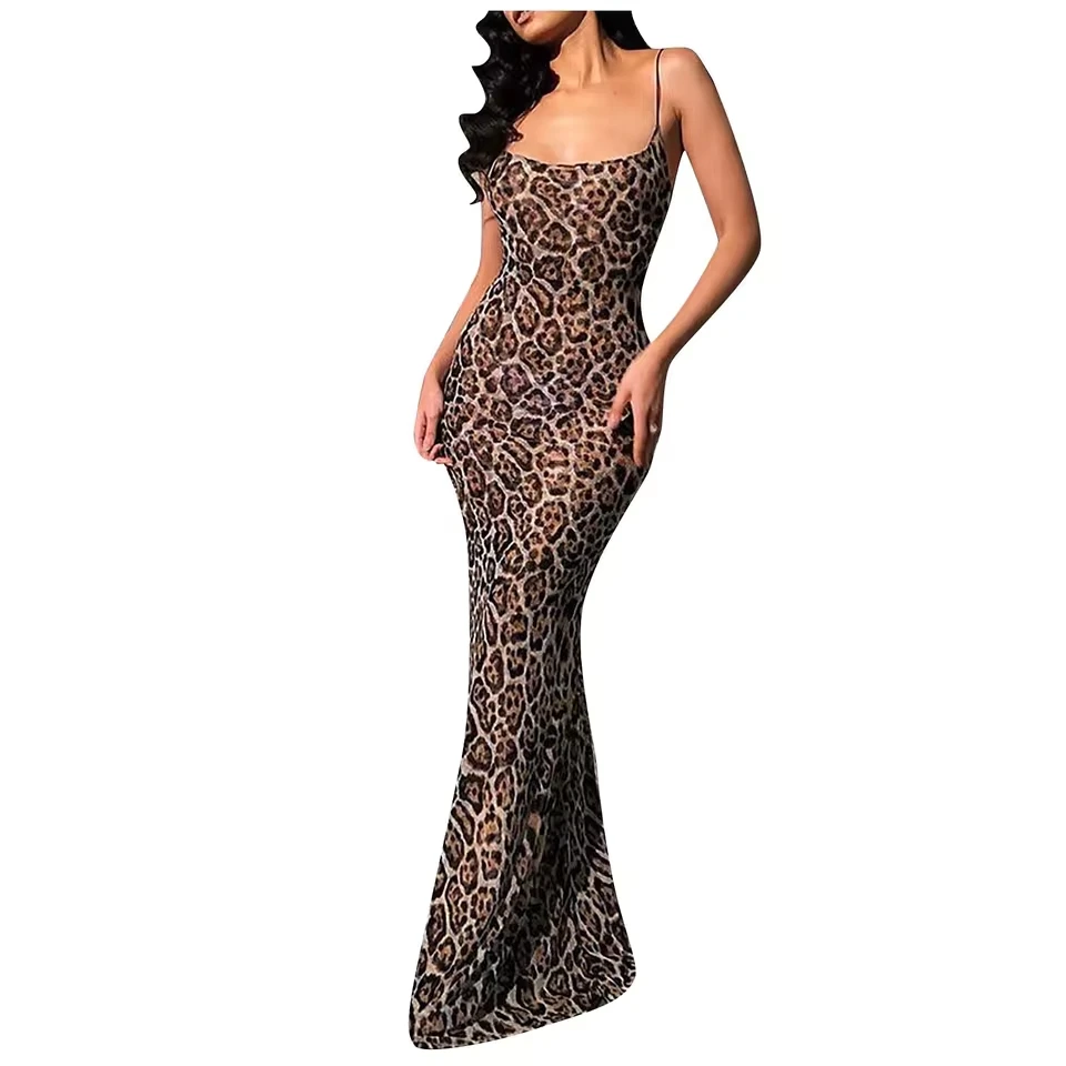 Summer Elegant Dresses For Women Fashion Print Women'S Leopard Party Korean Velvet Casual Dress Suspender Women'S فساتين طويلة
Summer Elegant Dresses For Women Fashion Print Women'S Leopard Party Korean Velvet Casual Dress Suspender Women'S فساتين طويلة