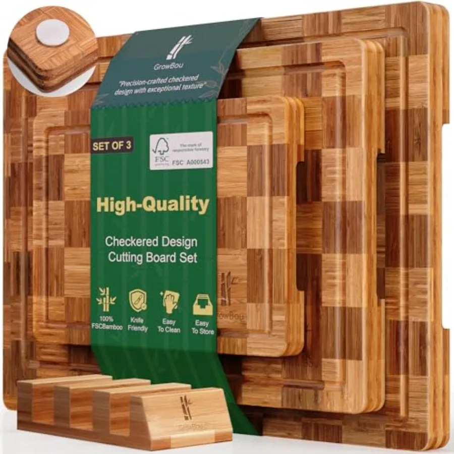 Extra Large Bamboo Cutting Boards, 3-Pack Heavy Duty Bamboo Cutting Boards Set with Juice Grooves and Non-Slip Feet Extra Large
Extra Large Bamboo Cutting Boards, 3-Pack Heavy Duty Bamboo Cutting Boards Set with Juice Grooves and Non-Slip Feet Extra Large