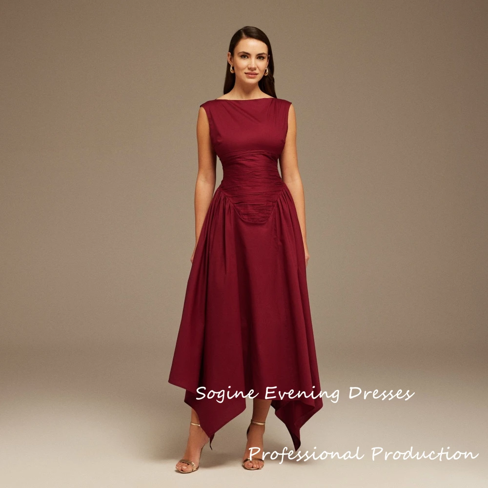 Burgundy Customized Gathered Pleated Waist Midi Dress Boat Neck High-Low Ruched Evening Dresses For Sexy Women Summer Party Gown
Burgundy Customized Gathered Pleated Waist Midi Dress Boat Neck High-Low Ruched Evening Dresses For Sexy Women Summer Party Gown