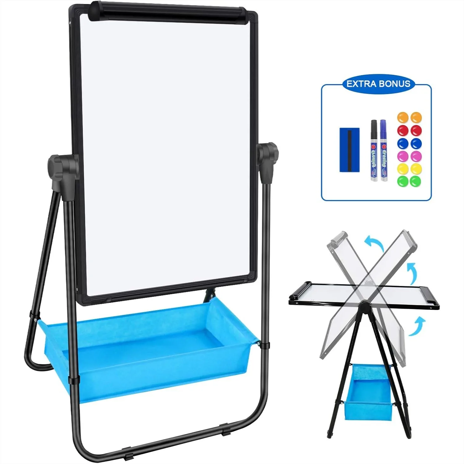 Double Sided Dry Erase Board with Stand, 28x20 Inch Portable Whiteboard, Height Adjustable & 360° Rotating Magnetic Easel for
Double Sided Dry Erase Board with Stand, 28x20 Inch Portable Whiteboard, Height Adjustable & 360° Rotating Magnetic Easel for