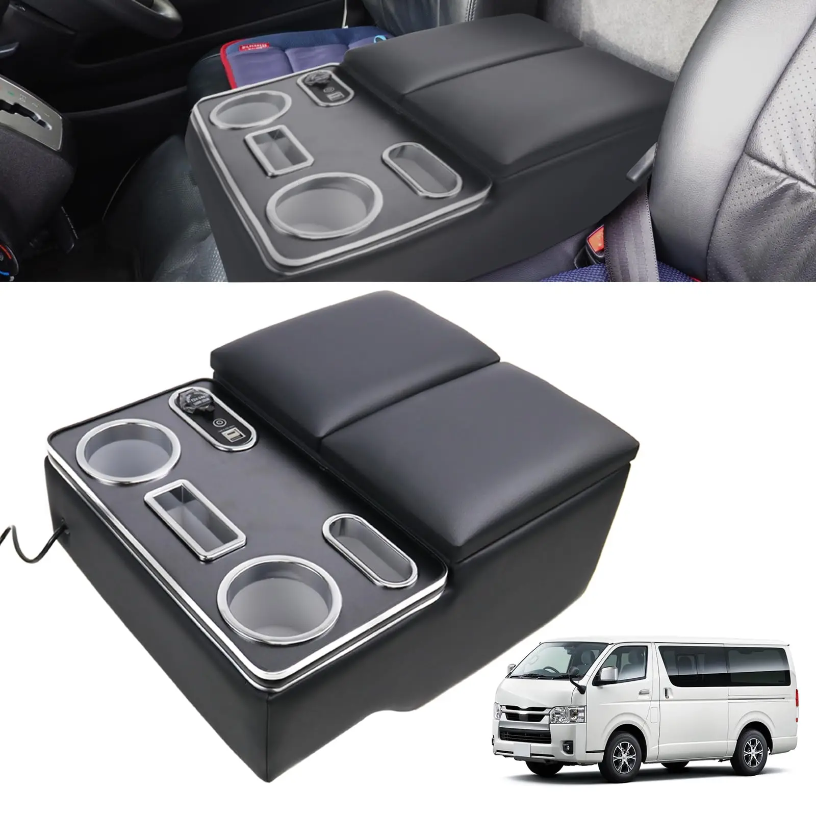 Toyota Hiace 200 Series Armrest Center Console Box Drink Table Cup Holder Hiace Convenience - Increased Storage Capacity Leather
Toyota Hiace 200 Series Armrest Center Console Box Drink Table Cup Holder Hiace Convenience - Increased Storage Capacity Leather