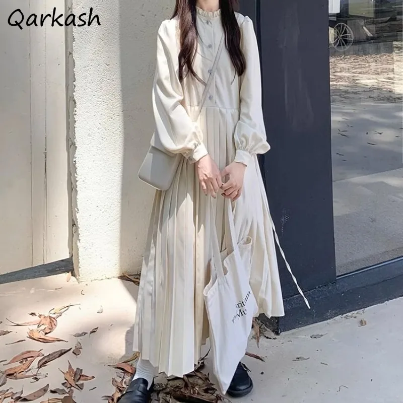 Pleated Dress Women Solid College Lace Long Sleeve All-match Sweet Lovely Girls Streetwear Vintage Korean Style A-line Vestidos
Pleated Dress Women Solid College Lace Long Sleeve All-match Sweet Lovely Girls Streetwear Vintage Korean Style A-line Vestidos