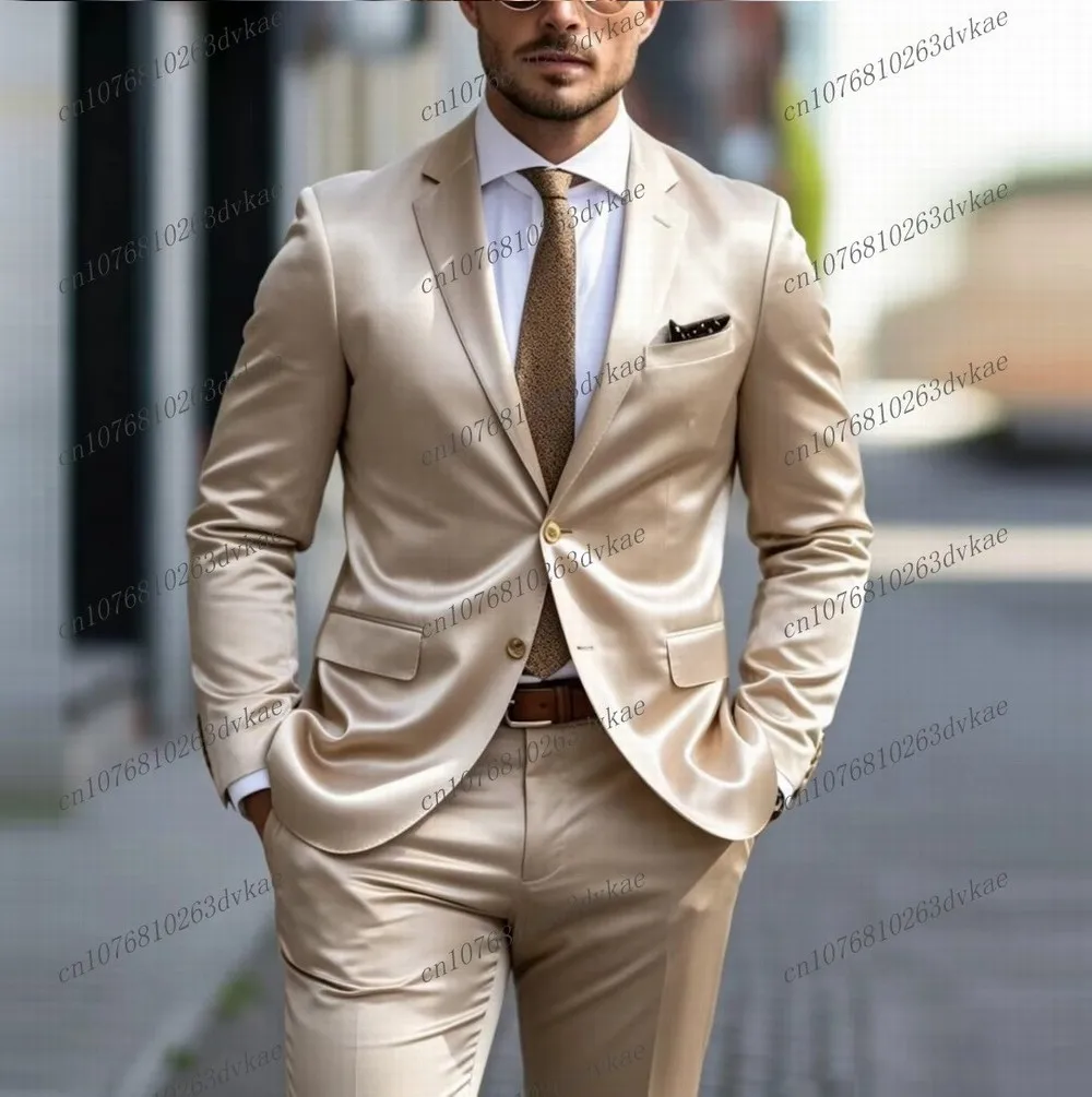 New Beige Acetate Satin Men Suit Party Prom Special Business Groom Groomsman Wedding Male Tuxedos 2 Piece Set Blazer Pants
New Beige Acetate Satin Men Suit Party Prom Special Business Groom Groomsman Wedding Male Tuxedos 2 Piece Set Blazer Pants