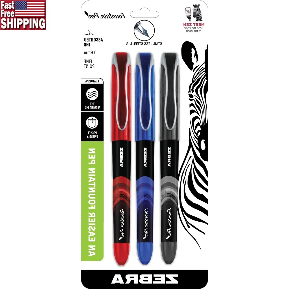Fine Point Fountain Pen Set 0.6mm Assorted Ink Colors 3 Count Non-Toxic Quick Dry Elegant Smooth Writing Creative Projects
Fine Point Fountain Pen Set 0.6mm Assorted Ink Colors 3 Count Non-Toxic Quick Dry Elegant Smooth Writing Creative Projects