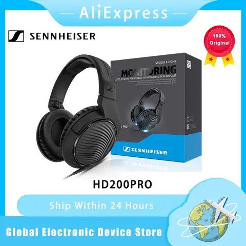 Sennheiser HD 200Pro Professional Monitor Headphones Deep Bass Earphone Wired Noise Reduction HIFI Headset Gaming Music Headset