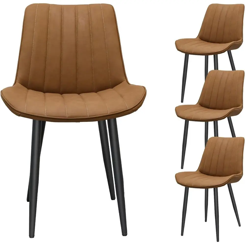Leather Upholstered Dining Chairs Set of 4 with Metal Legs, Comfortable for Dining Room, Living Room, or Restaurant, Brown
Leather Upholstered Dining Chairs Set of 4 with Metal Legs, Comfortable for Dining Room, Living Room, or Restaurant, Brown