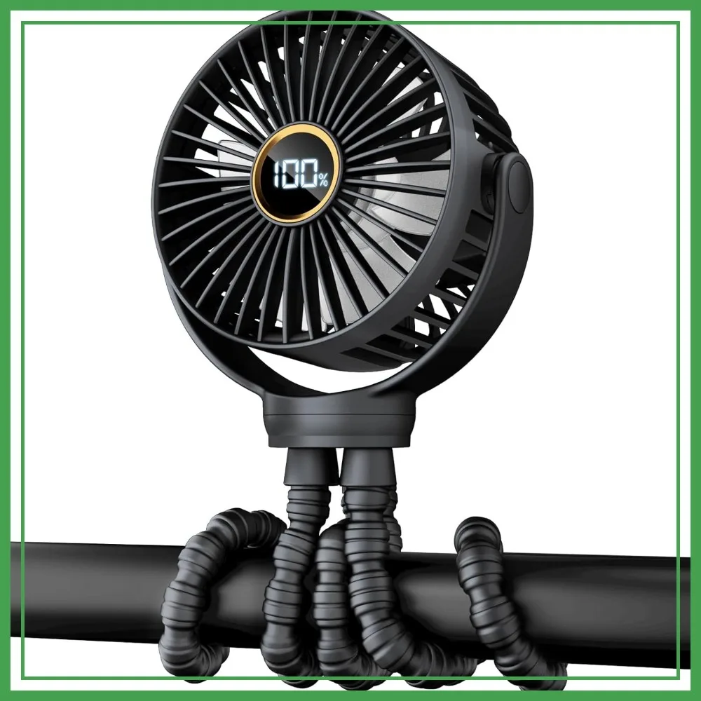 Portable Stroller Mini Fan, Rechargeable Personal Fan, 360° Rotation, 3-Speed, Display, Black
Portable Stroller Mini Fan, Rechargeable Personal Fan, 360° Rotation, 3-Speed, Display, Black