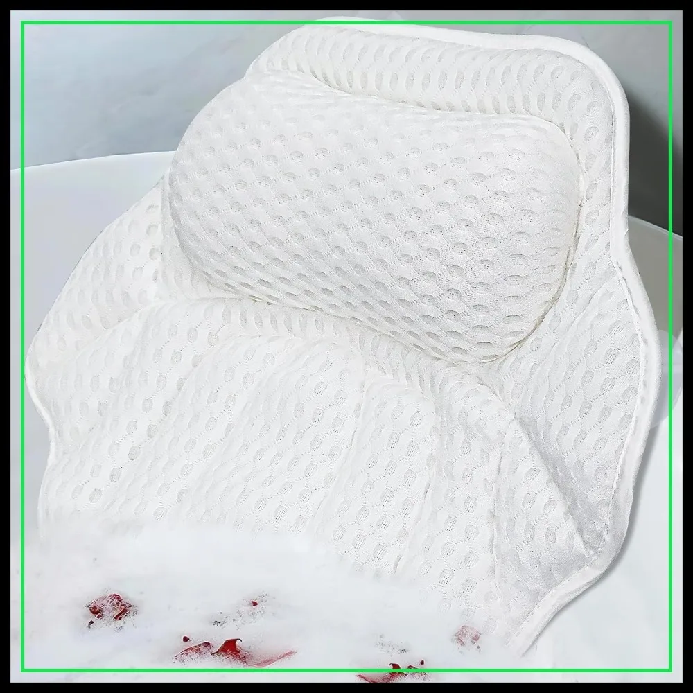 Bathtub Pillow for Head, Neck and Back Support, 4D Air Mesh Spa Bath Pillow with 6 Suction Cups, Machine Washable
Bathtub Pillow for Head, Neck and Back Support, 4D Air Mesh Spa Bath Pillow with 6 Suction Cups, Machine Washable