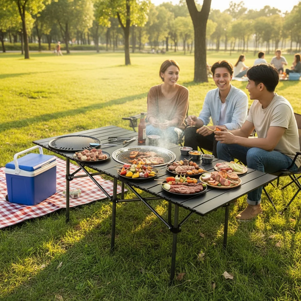 Outdoor Camping Dining Table Foldable Large Tabletop Barbecue Table With Grill Pan Grill Net Kitchen Portable
Outdoor Camping Dining Table Foldable Large Tabletop Barbecue Table With Grill Pan Grill Net Kitchen Portable