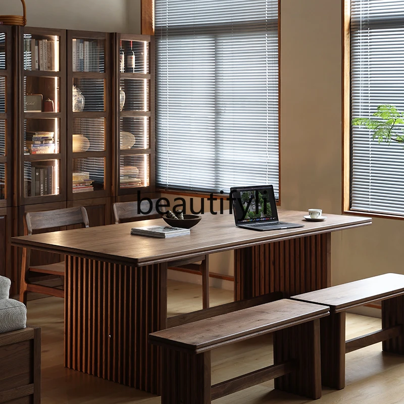 Full solid wood large board table desk black walnut zen tea table living room computer table
Full solid wood large board table desk black walnut zen tea table living room computer table