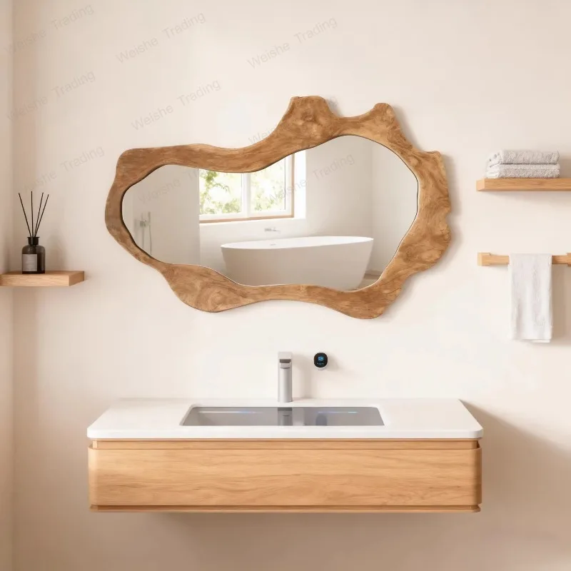 French Retro Style Home Furnishings Living Room Decoration Wall-Mounted Mirror Irregular Wooden Frame Bathroom Dressing Mirror
French Retro Style Home Furnishings Living Room Decoration Wall-Mounted Mirror Irregular Wooden Frame Bathroom Dressing Mirror