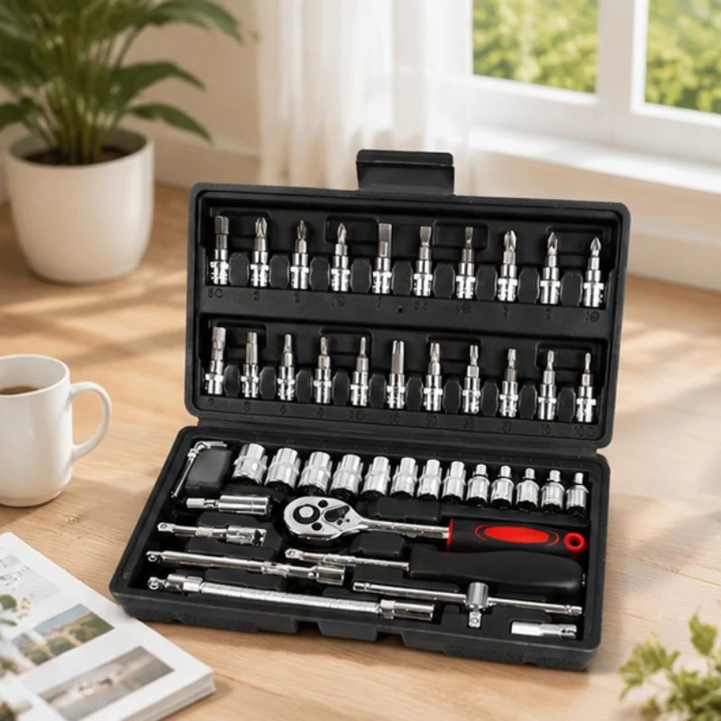 46pcs industrial repair tools ratchet wrench socket kit portable box for auto motorcycle daily repair maintenance work
46pcs industrial repair tools ratchet wrench socket kit portable box for auto motorcycle daily repair maintenance work