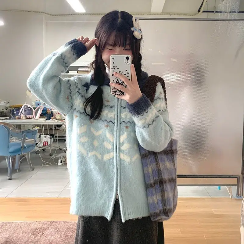 Cute Girl Fair Island Jacquard Sweater Jacket for Women's Early Spring New Loose Lazy Style Knitted Cardigan
Cute Girl Fair Island Jacquard Sweater Jacket for Women's Early Spring New Loose Lazy Style Knitted Cardigan
