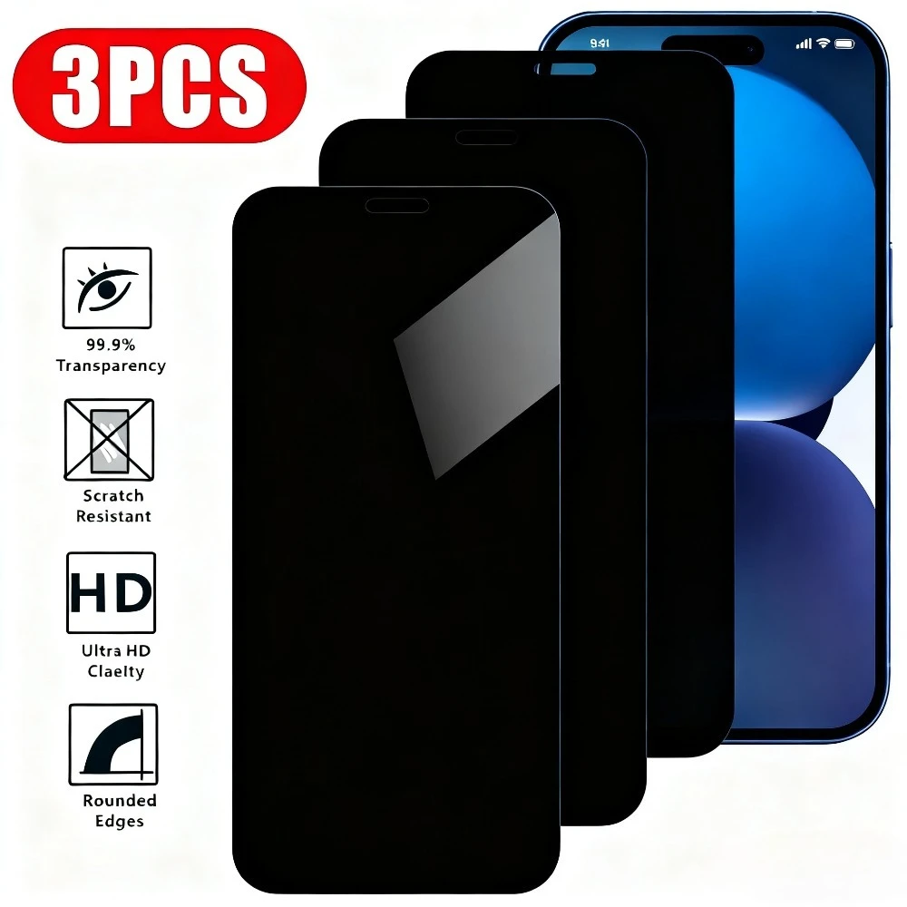 3Pcs Anti Spy Full Screen Protector for iPhone 17 16 15 14 13 Pro Max Air 12 11 Pro 16 15 Plus XS XR 9H Hardness Tempered Glass
3Pcs Anti Spy Full Screen Protector for iPhone 17 16 15 14 13 Pro Max Air 12 11 Pro 16 15 Plus XS XR 9H Hardness Tempered Glass
