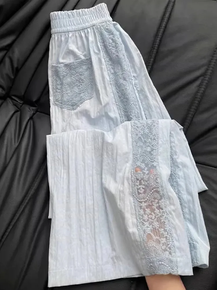 Jmprs Lace Patchwork Sweet Pant Women Korean Fashion Loose High Waist Wide Leg Trousers Casual Design Soft Summer Chic Pants New
Jmprs Lace Patchwork Sweet Pant Women Korean Fashion Loose High Waist Wide Leg Trousers Casual Design Soft Summer Chic Pants New