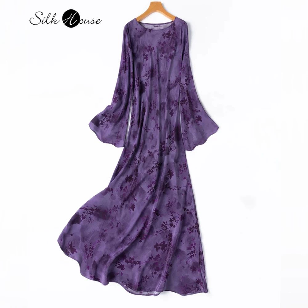 Oblique Cutting 100% Natural Mulberry Silk Double Crepe Round Neck Long Sleeved Women's Casual Party Slim Fit Evening Dress
Oblique Cutting 100% Natural Mulberry Silk Double Crepe Round Neck Long Sleeved Women's Casual Party Slim Fit Evening Dress