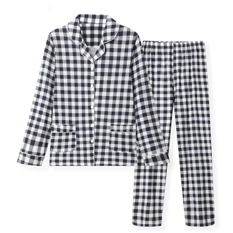 4 Colors Women Pajamas Set Long Sleeve Turn-down Collar Plaid Pajamas Ladies Sleepwear Leisure Female Loose Homewear
4 Colors Women Pajamas Set Long Sleeve Turn-down Collar Plaid Pajamas Ladies Sleepwear Leisure Female Loose Homewear