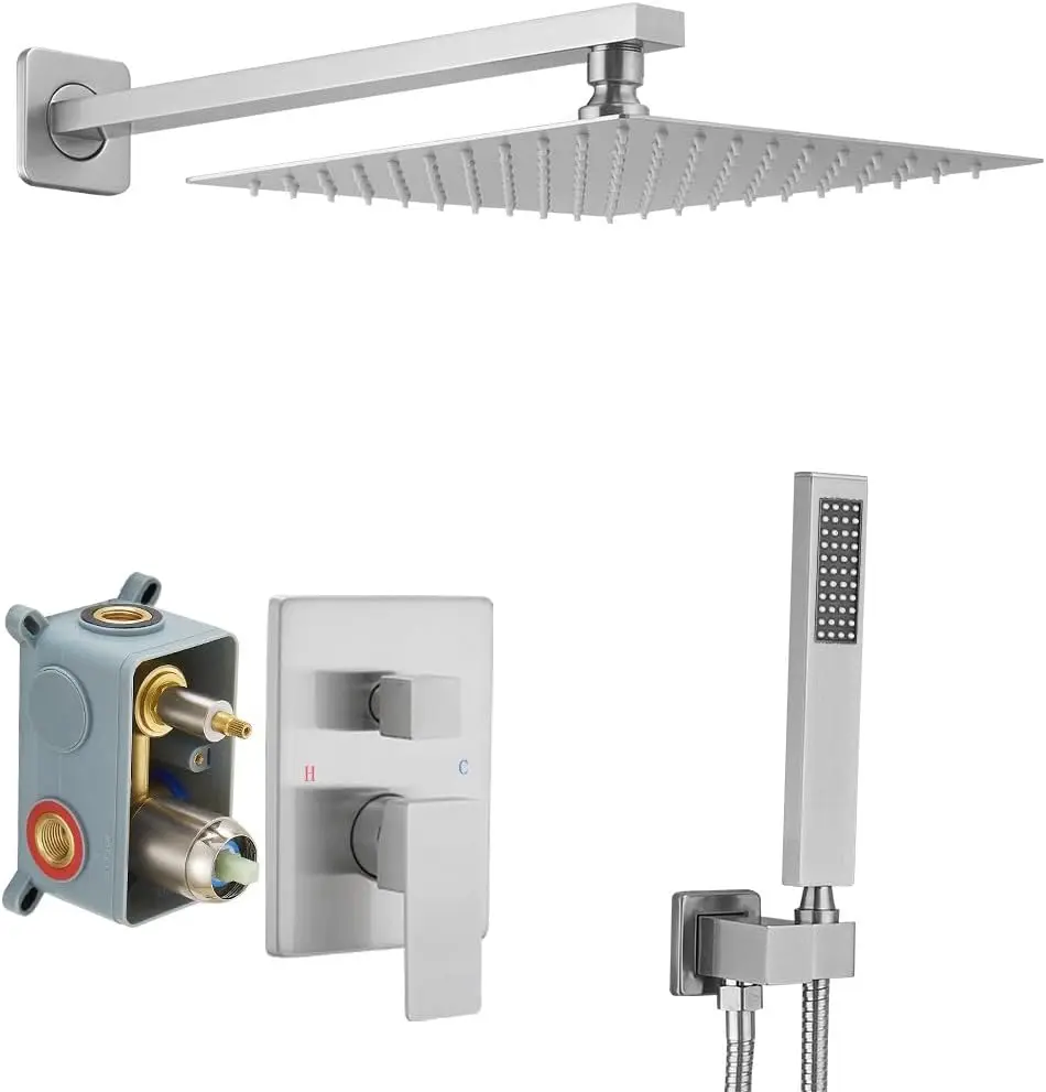 Brushed Nickel Shower System: 10-Inch Rain Mixer with Handheld and Wall Mount, Luxury Bathroom Set
Brushed Nickel Shower System: 10-Inch Rain Mixer with Handheld and Wall Mount, Luxury Bathroom Set