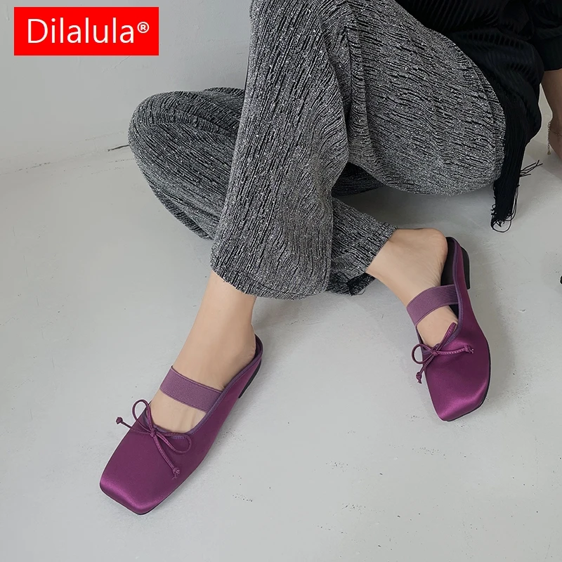 Dilalula 2026 New Arrival Satin Mules Women Flat Heel Bowtie Slippers Lady Summer Comfort Elastic band Purple Walk Sandals
Dilalula 2026 New Arrival Satin Mules Women Flat Heel Bowtie Slippers Lady Summer Comfort Elastic band Purple Walk Sandals