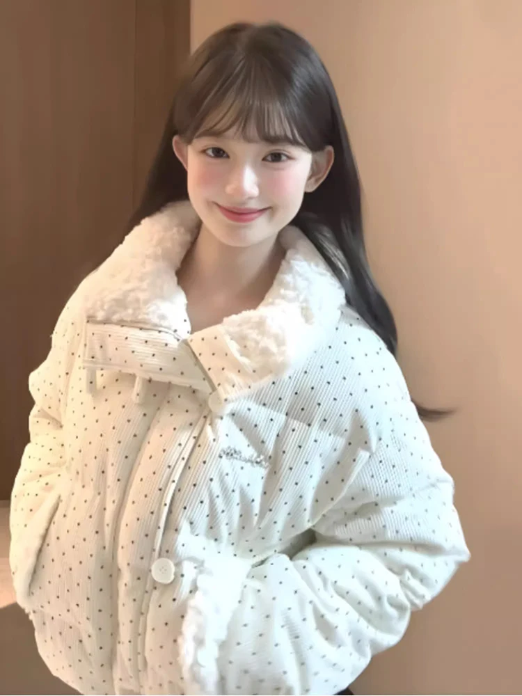 Soft Plump down Cotton Jacket Women's Thickened Winter Coat Polka Dot Bread Style Fluffy Outerwear Commute Korean Version
Soft Plump down Cotton Jacket Women's Thickened Winter Coat Polka Dot Bread Style Fluffy Outerwear Commute Korean Version