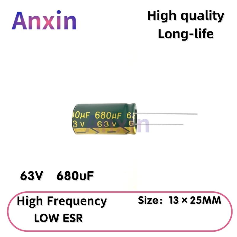 10PCS 63V680uF Aluminum Capacitor, High Frequency Low ESR 105°C Radial for Power Supply Long-life 13×25MM
10PCS 63V680uF Aluminum Capacitor, High Frequency Low ESR 105°C Radial for Power Supply Long-life 13×25MM