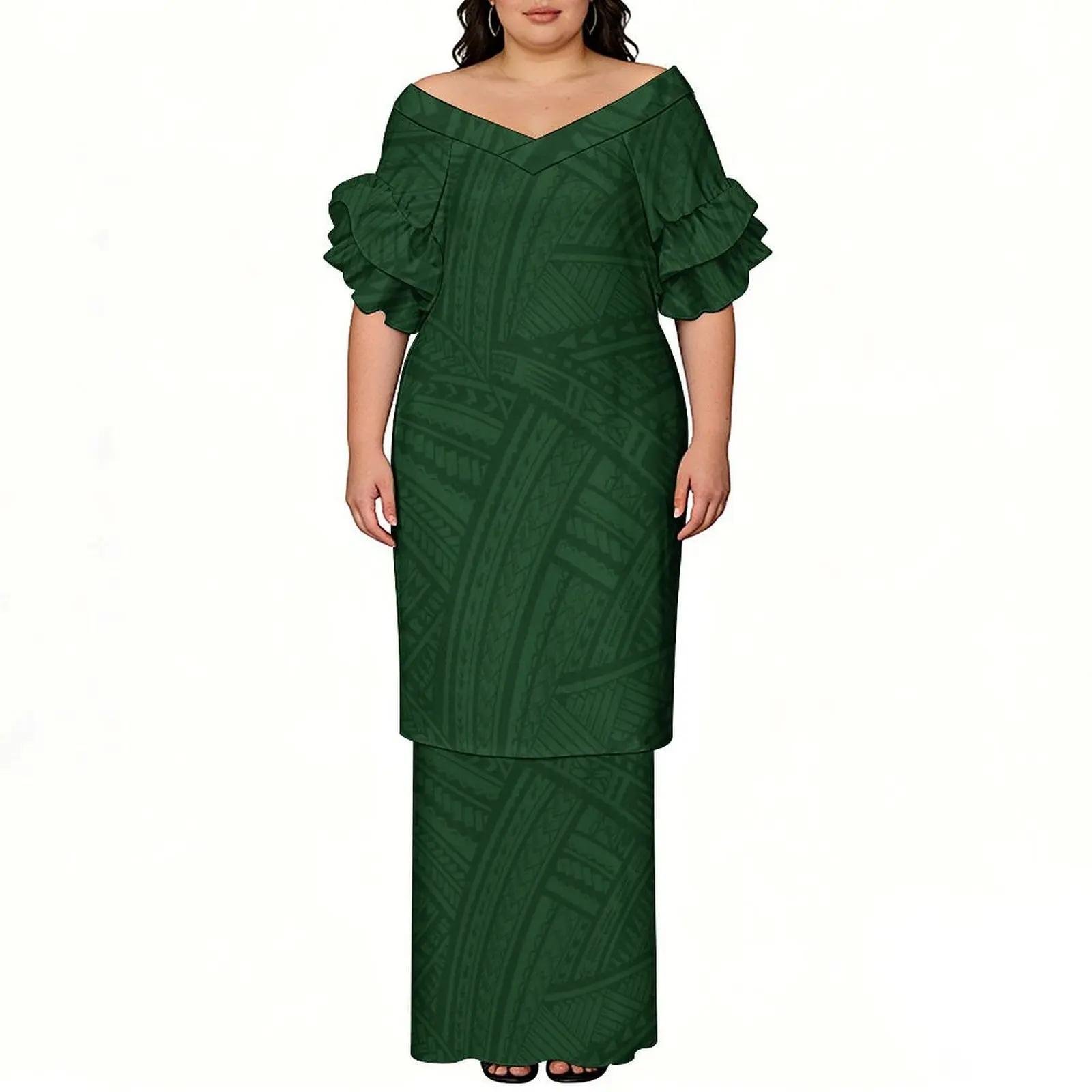 Summer Customized Breathable Fabric Polynesia Lotus Sleeves Two-Piece Floor-Length Dress 3d Printed Pattern Puletasi
Summer Customized Breathable Fabric Polynesia Lotus Sleeves Two-Piece Floor-Length Dress 3d Printed Pattern Puletasi