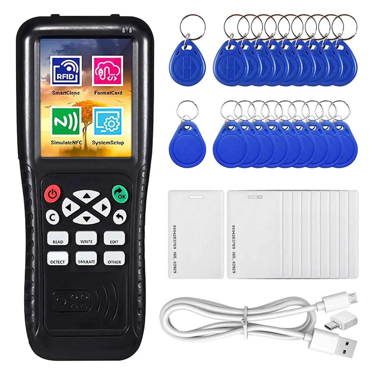 Дубликатор RFID-ID, функция декодирования копировального аппарата, машина для ключей смарт-карт, RFID-копировальный аппарат NFC, считыватель идентификаторов, горелка T557 125 кГц, H-ID-AB01
Дубликатор RFID-ID, функция декодирования копировального аппарата, машина для ключей смарт-карт, RFID-копировальный аппарат NFC, считыватель идентификаторов, горелка T557 125 кГц, H-ID-AB01