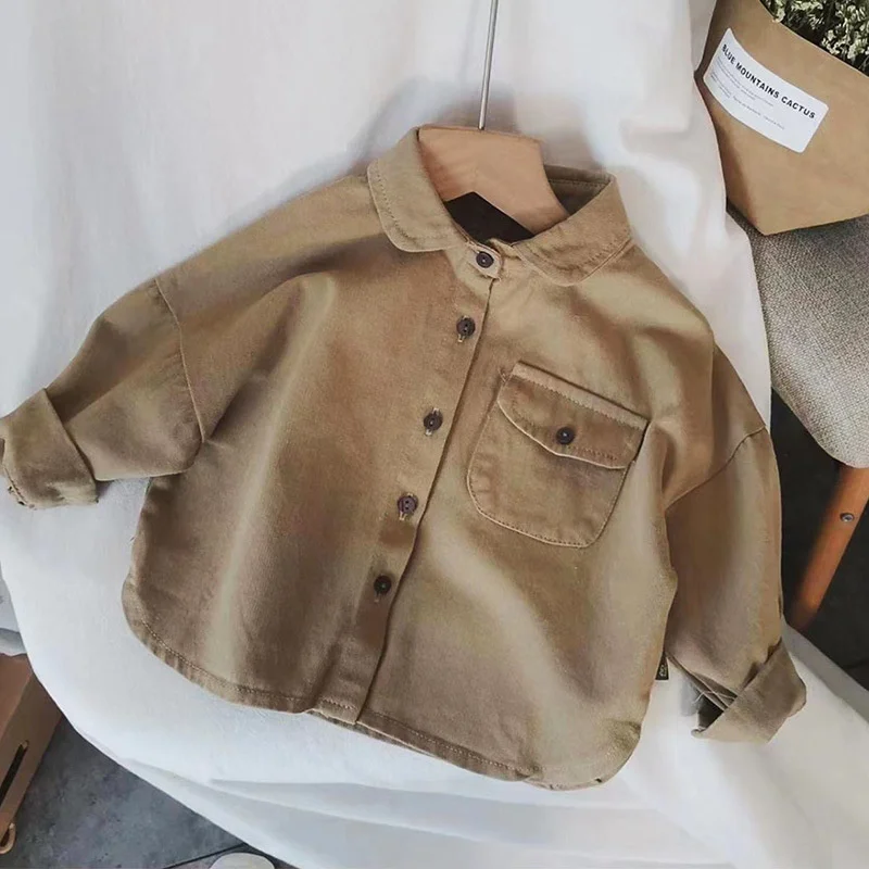 Spring Autumn Children Shirts 1-8Y Boys Cotton Pocket Solid Casual Long Sleeve Tops Korean Toddler Wear For Kids Clothing New
Spring Autumn Children Shirts 1-8Y Boys Cotton Pocket Solid Casual Long Sleeve Tops Korean Toddler Wear For Kids Clothing New