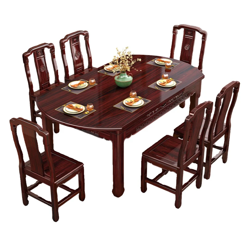 Chinese rosewood dining table and chair combination foldable square and round dual-purpose small apartment eating
Chinese rosewood dining table and chair combination foldable square and round dual-purpose small apartment eating