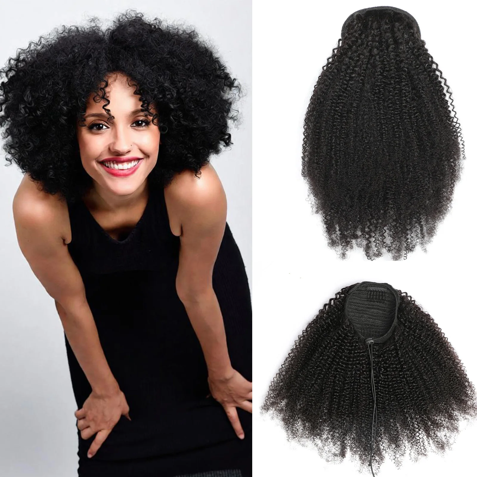 Afro Kinky Curly Human Hair Ponytail Drawstring Wome's Peruvian Remy Human Hair Clip in Ponytail Extension Natural Black Brown
Afro Kinky Curly Human Hair Ponytail Drawstring Wome's Peruvian Remy Human Hair Clip in Ponytail Extension Natural Black Brown