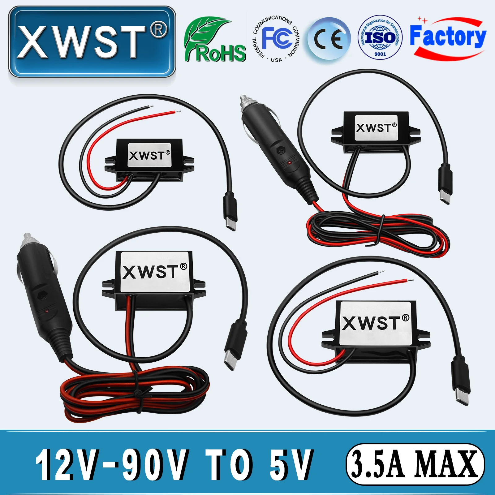 XWSTDC-DC12V24V36V48V60V72V to 5V USB car fast charger QC3.0 phone charger with Mini Micro Type C Female USB Connector
XWSTDC-DC12V24V36V48V60V72V to 5V USB car fast charger QC3.0 phone charger with Mini Micro Type C Female USB Connector