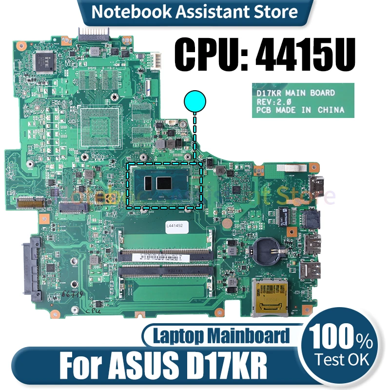 Материнская плата для ноутбука ASUS D17KR, REV: 2,0 69N01HMEJA02 69N01HMEQA01 SR348 4415U, материнская плата для ноутбука
Материнская плата для ноутбука ASUS D17KR, REV: 2,0 69N01HMEJA02 69N01HMEQA01 SR348 4415U, материнская плата для ноутбука