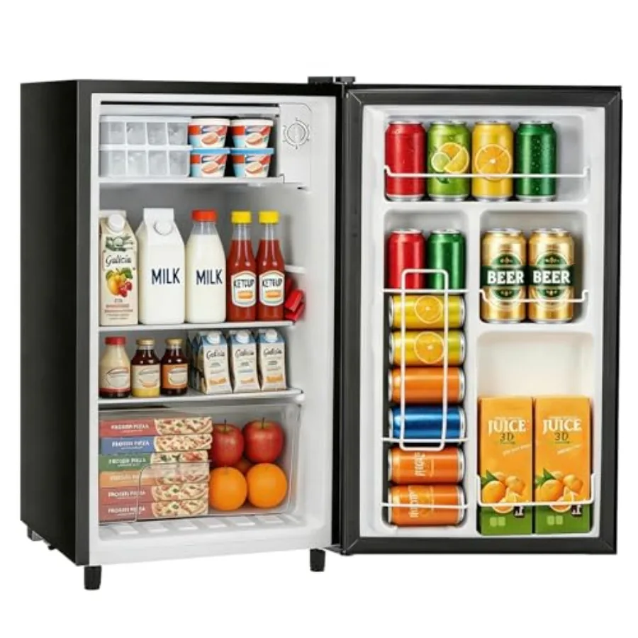 Mini fridge with freezer for bedroom, dorm, office, apartment: 3.2 cu.ft compact single door refrigerator in black, adjustable
Mini fridge with freezer for bedroom, dorm, office, apartment: 3.2 cu.ft compact single door refrigerator in black, adjustable