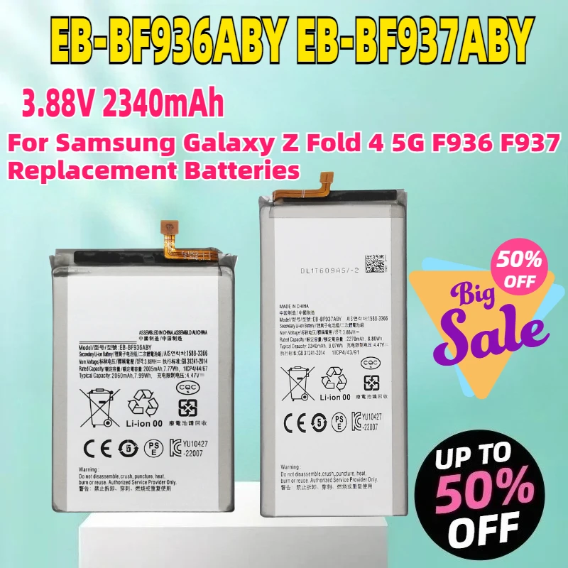 EB-BF936ABY EB-BF937ABY 3,88 В 2340 мАч Аккумулятор для Samsung Galaxy Z Fold 4 5G F936 F937 Сменные аккумуляторы
EB-BF936ABY EB-BF937ABY 3,88 В 2340 мАч Аккумулятор для Samsung Galaxy Z Fold 4 5G F936 F937 Сменные аккумуляторы