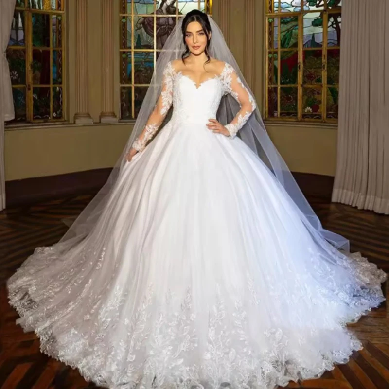 Holy Wedding Dresses Sweetheart Long Sleeve Ball Dress with Appliques Arabian Bridal Gown Customized Vestidos De Novia 2025 
Holy Wedding Dresses Sweetheart Long Sleeve Ball Dress with Appliques Arabian Bridal Gown Customized Vestidos De Novia 2025