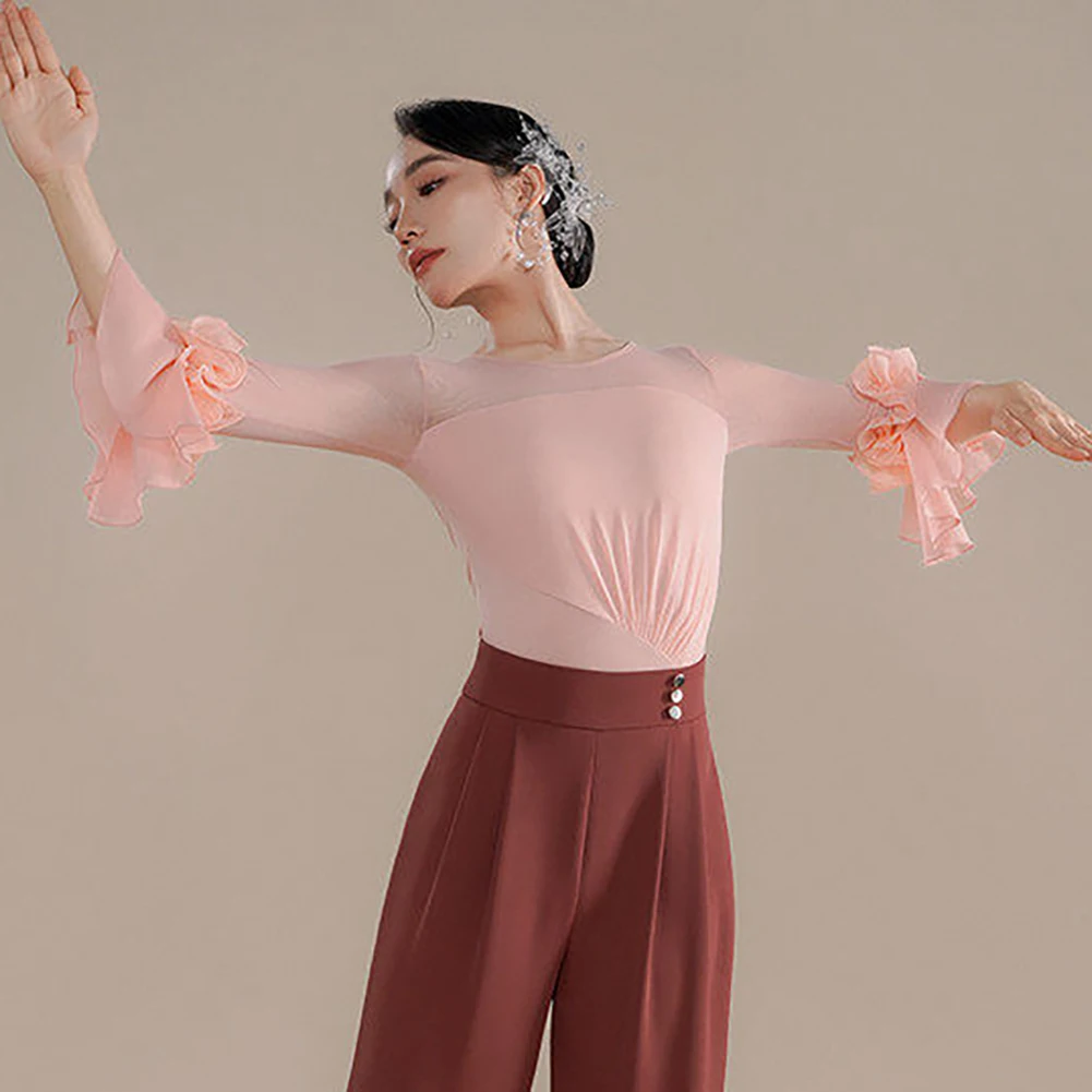 Jumpsuit Ballroom Dancing Lady Black Round Neck Matcha Green Dancing Suit Elegant Top Bell Sleeve Waltz Dancing Top Pink
Jumpsuit Ballroom Dancing Lady Black Round Neck Matcha Green Dancing Suit Elegant Top Bell Sleeve Waltz Dancing Top Pink