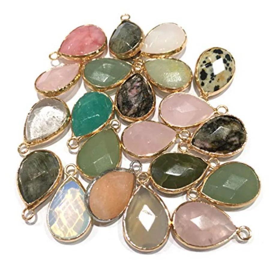 Natural Stone Pendants Water Drop Shape Faceted Semi Gemstone Pendant for Necklace Bracelet Jewelry Craft Making Random 10 Pcs
Natural Stone Pendants Water Drop Shape Faceted Semi Gemstone Pendant for Necklace Bracelet Jewelry Craft Making Random 10 Pcs