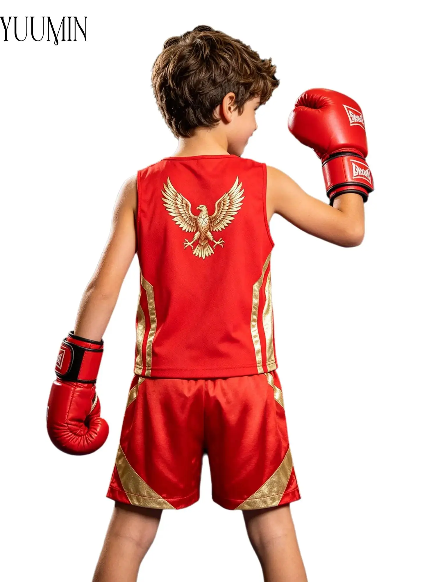 Kids Boys Eagle Boxing Vest and Satin Shorts Two Piece Wide Elastic Waistband Quick Dry for Kickboxing Training Competition Gym
Kids Boys Eagle Boxing Vest and Satin Shorts Two Piece Wide Elastic Waistband Quick Dry for Kickboxing Training Competition Gym