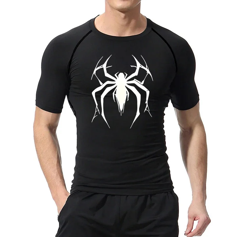Compressed T-shirt Men's Spider Print Sportswear Running Tees Elastic Quick Drying Sports Top Fitness Workout Short Sleeve S-3XL 
Compressed T-shirt Men's Spider Print Sportswear Running Tees Elastic Quick Drying Sports Top Fitness Workout Short Sleeve S-3XL