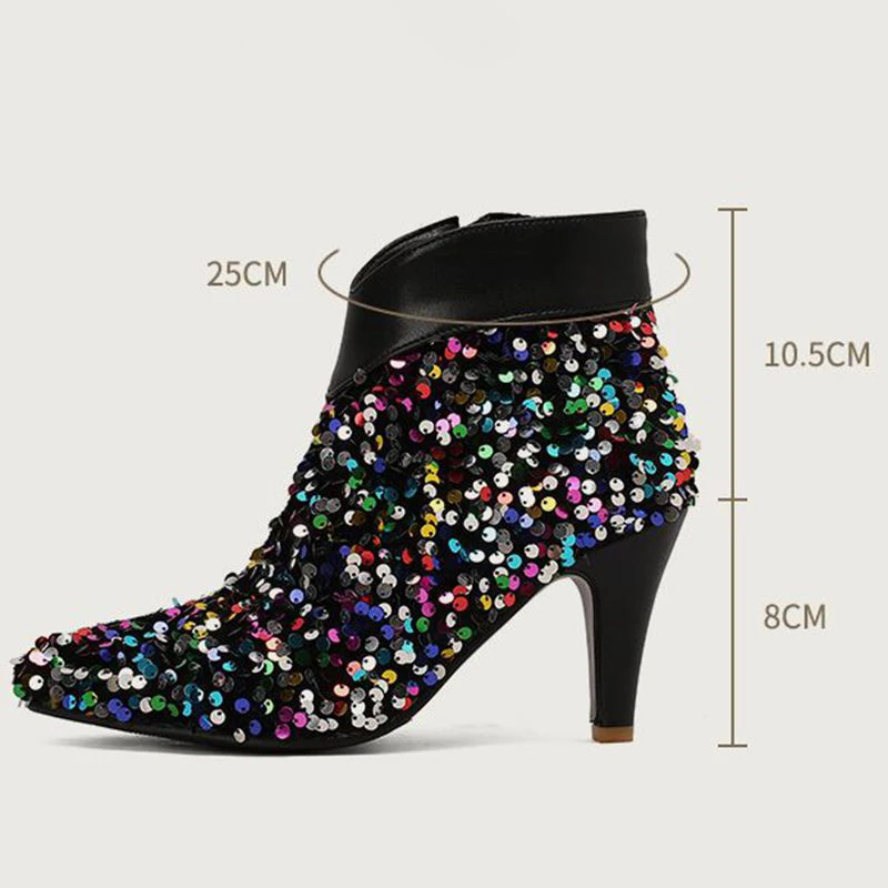 ORCHALISA Female Ankle Boots Pointed Toe Thin Heels 8.5cm Glitter Size 45 46 47 Fashion Dating Party Booties
ORCHALISA Female Ankle Boots Pointed Toe Thin Heels 8.5cm Glitter Size 45 46 47 Fashion Dating Party Booties