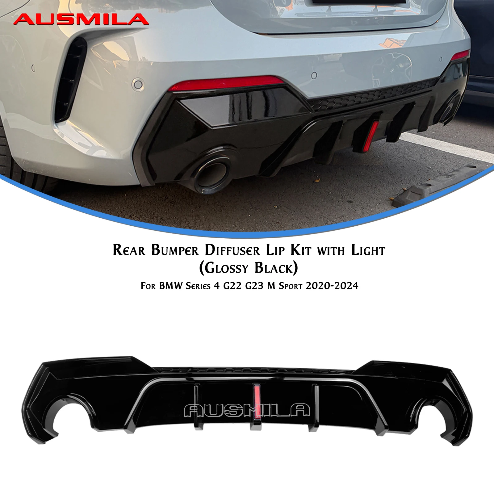 Exterior Rear Diffuser Lip Boot Splitter Spoiler with Light For BMW 4 Series G22 G23 M Sport 2020-2024
Exterior Rear Diffuser Lip Boot Splitter Spoiler with Light For BMW 4 Series G22 G23 M Sport 2020-2024