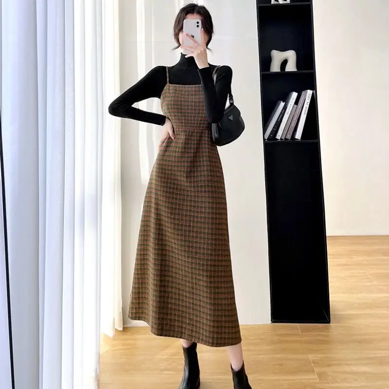 New Spring Autumn Sleeveless Dress Korean Fashion Elegant Chic Vintage Office Lady Female Women's Shirt and Long Dresses Q165
New Spring Autumn Sleeveless Dress Korean Fashion Elegant Chic Vintage Office Lady Female Women's Shirt and Long Dresses Q165