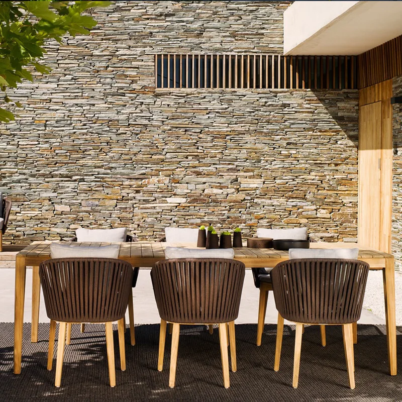 Outdoor table and chairs, courtyard solid wood dining rope woven chairs, villas, rooftops, waterproof gardens, leisure
Outdoor table and chairs, courtyard solid wood dining rope woven chairs, villas, rooftops, waterproof gardens, leisure