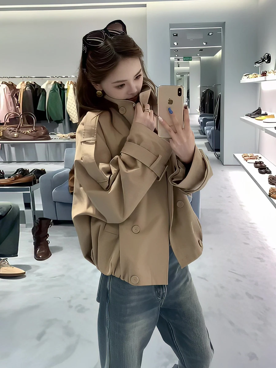 Khaki Short Tailored Coat Jacket Women's Casual Double-Breasted Autumn Fashion Versatile Commute Korean Style Long Sleeve
Khaki Short Tailored Coat Jacket Women's Casual Double-Breasted Autumn Fashion Versatile Commute Korean Style Long Sleeve