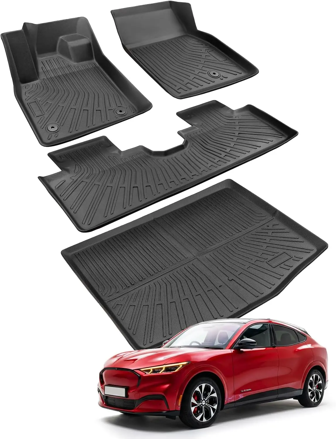 Custom Fit Floor Mats & Cargo Liner for Mustang Mach E 2021-2026, All Weather TPE Heavy Duty Black Liners
Custom Fit Floor Mats & Cargo Liner for Mustang Mach E 2021-2026, All Weather TPE Heavy Duty Black Liners