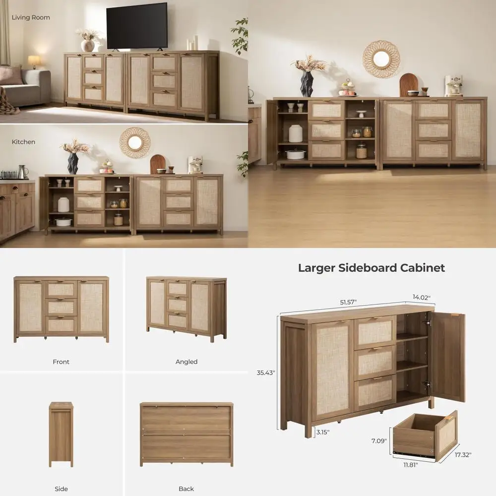 Large Sideboard Buffet Cabinet with Storage - 3 Drawers and 2 Doors, Ideal for Coffee Bar, Tall Cabinet for Living Room, Kitchen
Large Sideboard Buffet Cabinet with Storage - 3 Drawers and 2 Doors, Ideal for Coffee Bar, Tall Cabinet for Living Room, Kitchen